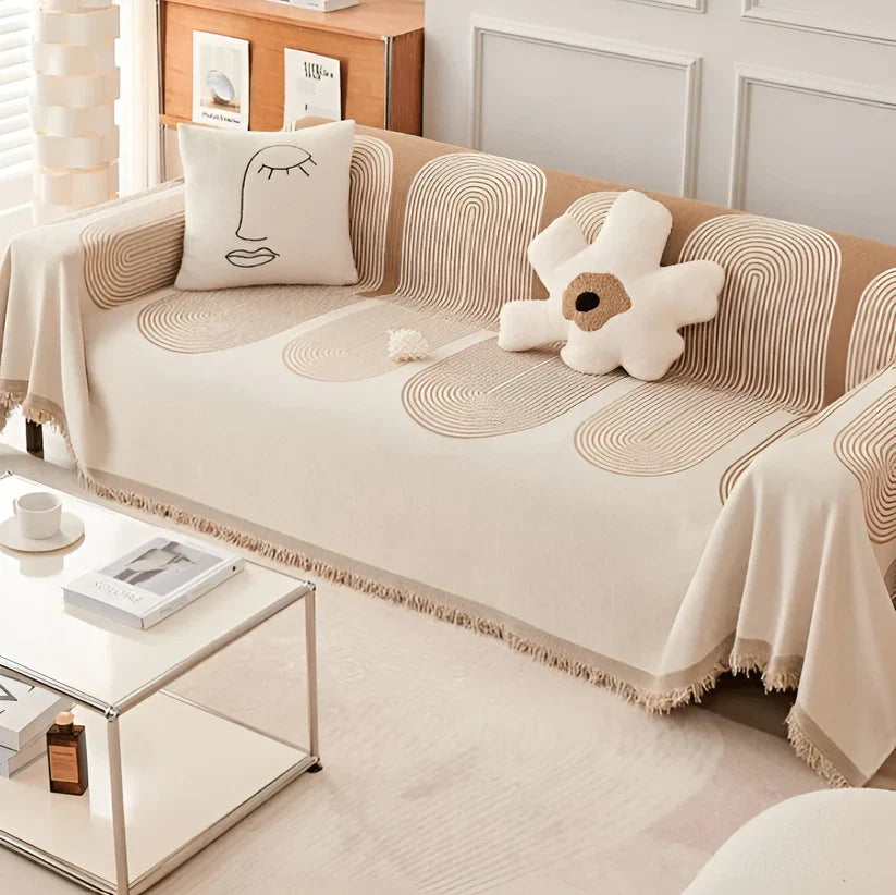 Reversible Chenille Sofa Cover Beige / 180*130Cm (Small)