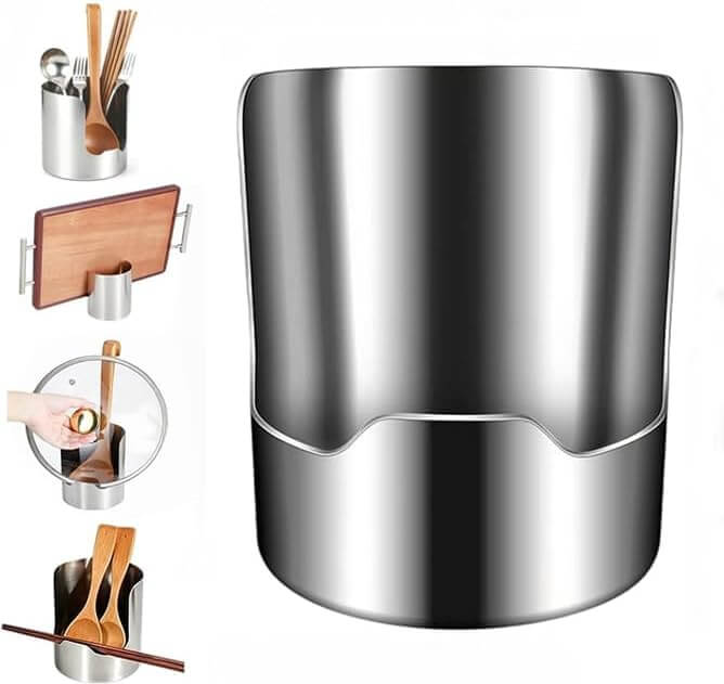 2-in-1 Stainless Steel Utensil Holder & Spoon Rest