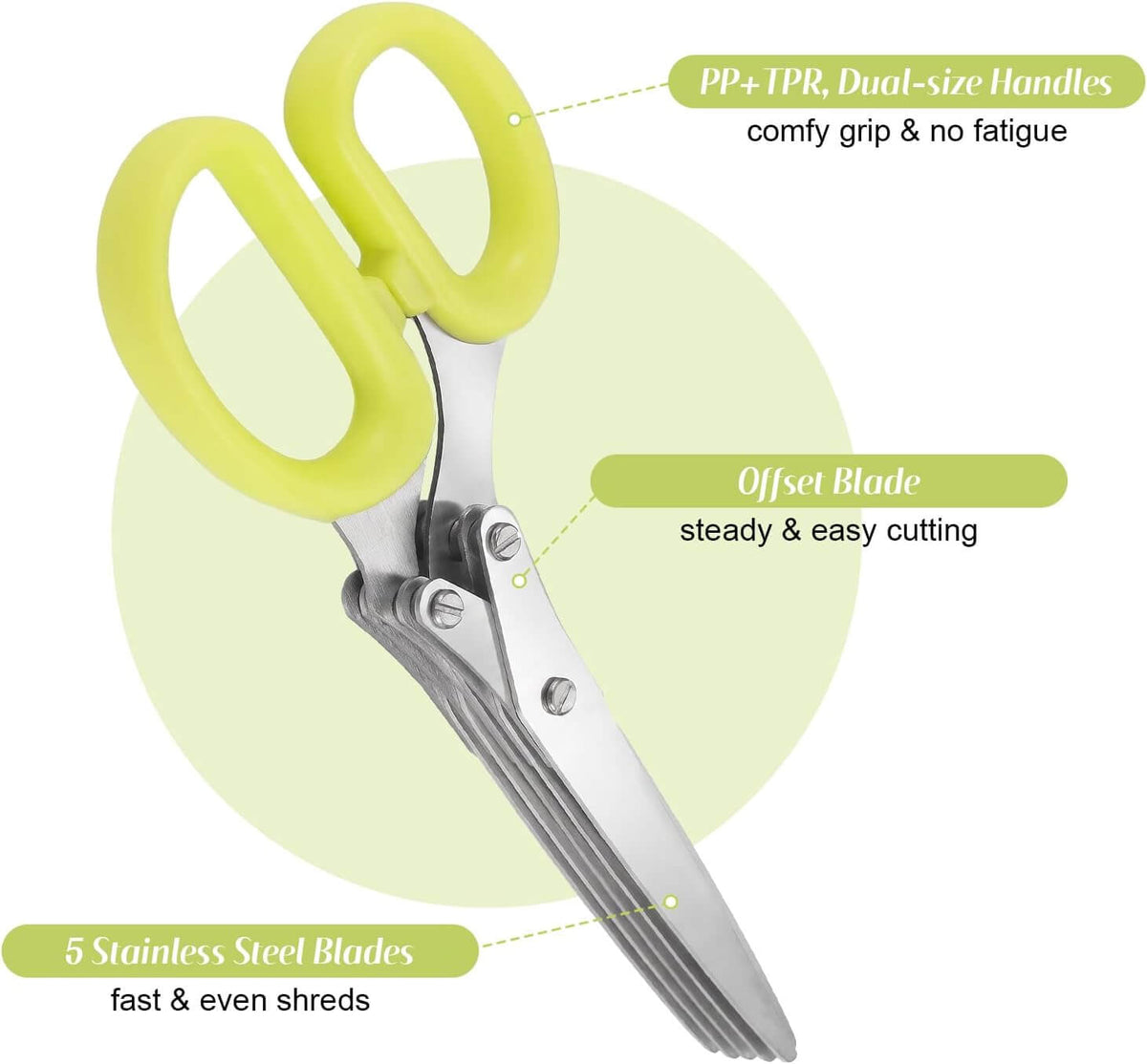 5-Blade Herb Scissors with Cleaning Comb