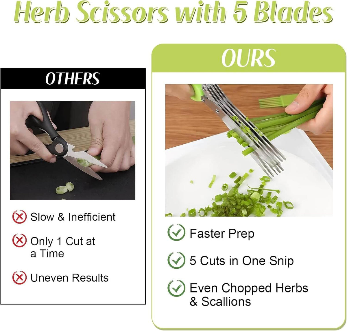 5-Blade Herb Scissors with Cleaning Comb