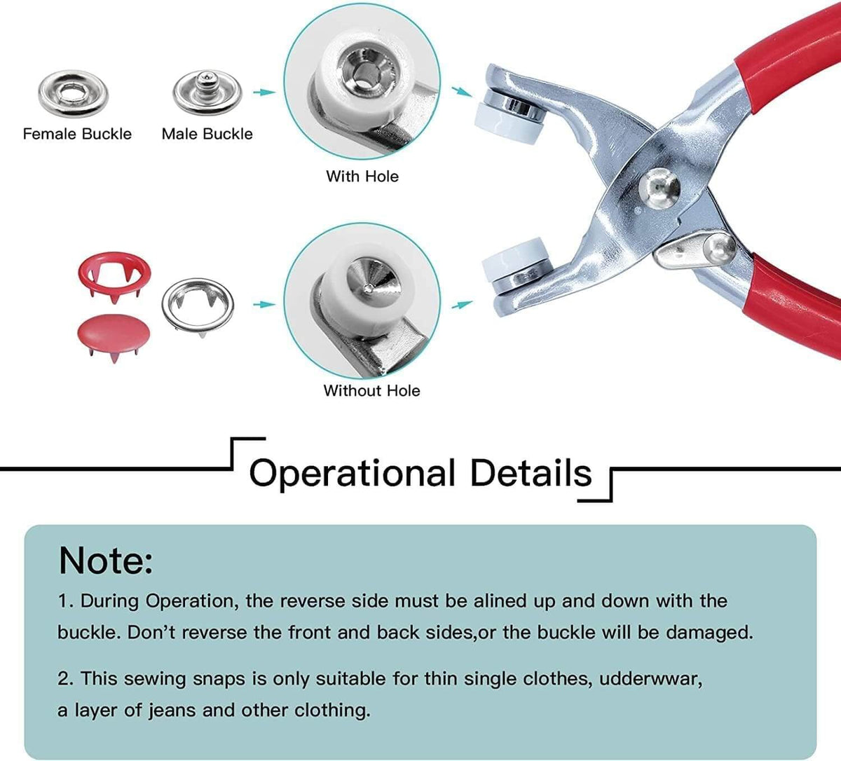 Colorful Metal Snap Fastener Kit – 200 Sets with Pliers