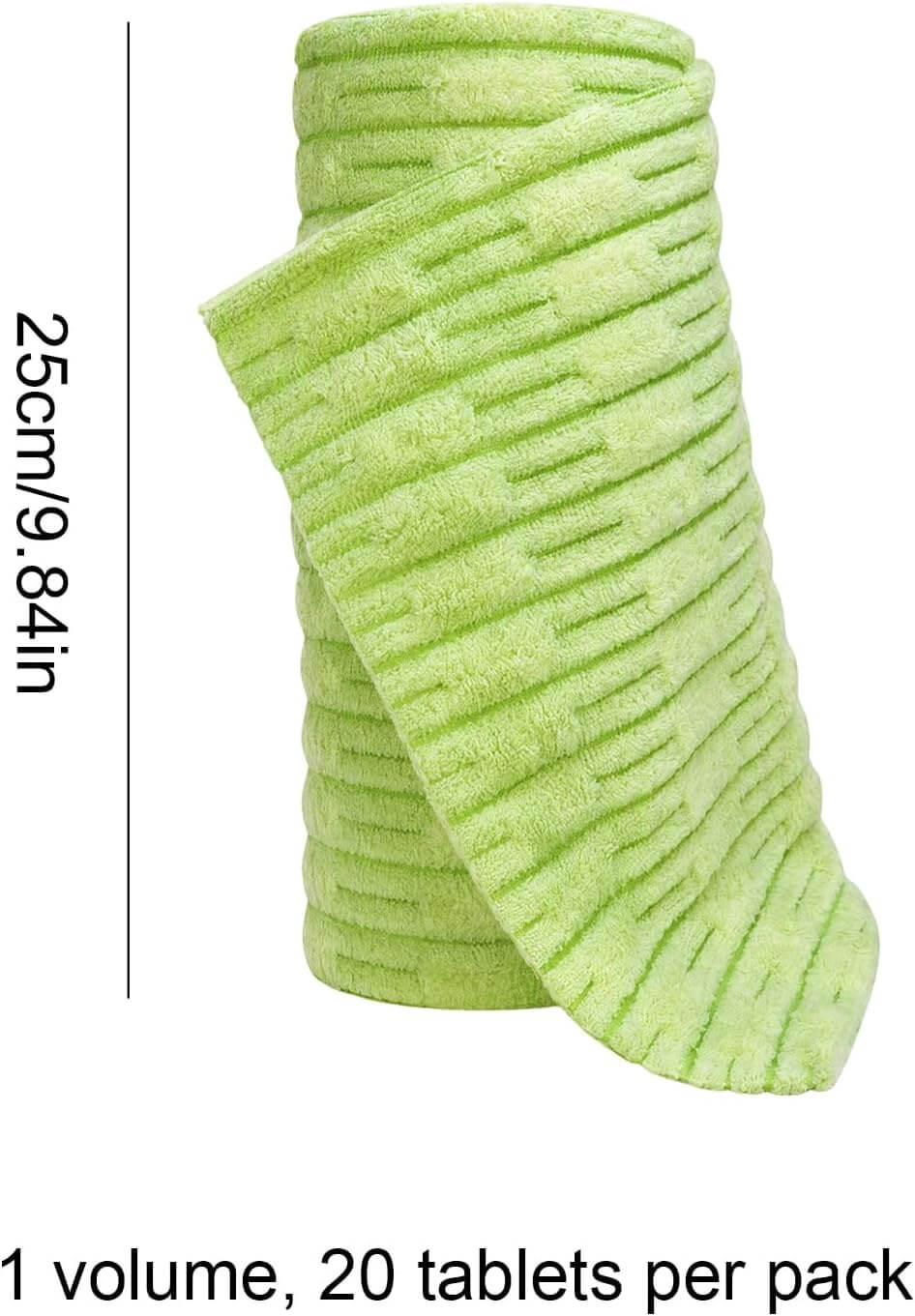 Reusable Microfiber Cleaning Towels Roll (20-Pack, Green)