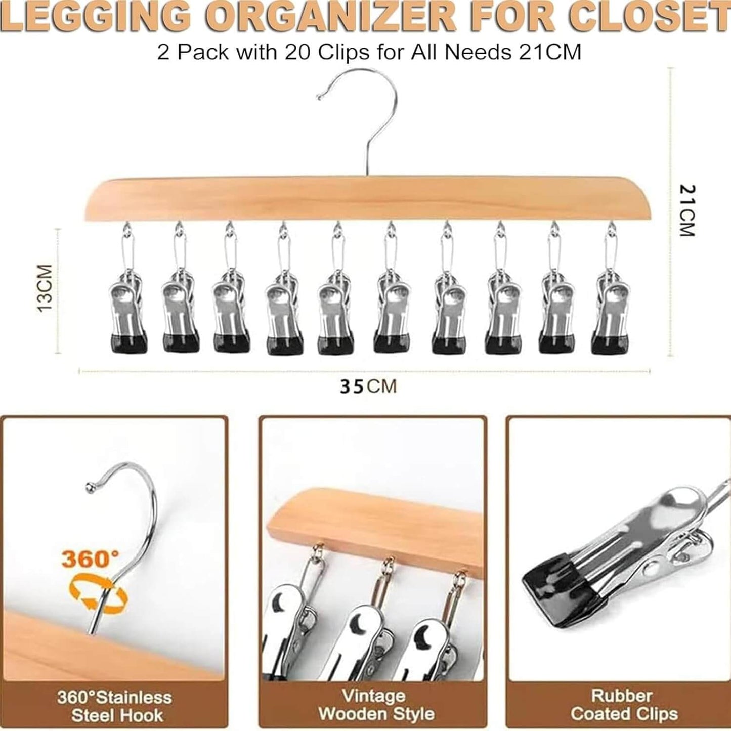 2-Pack 360° Rotating Clip Hangers
