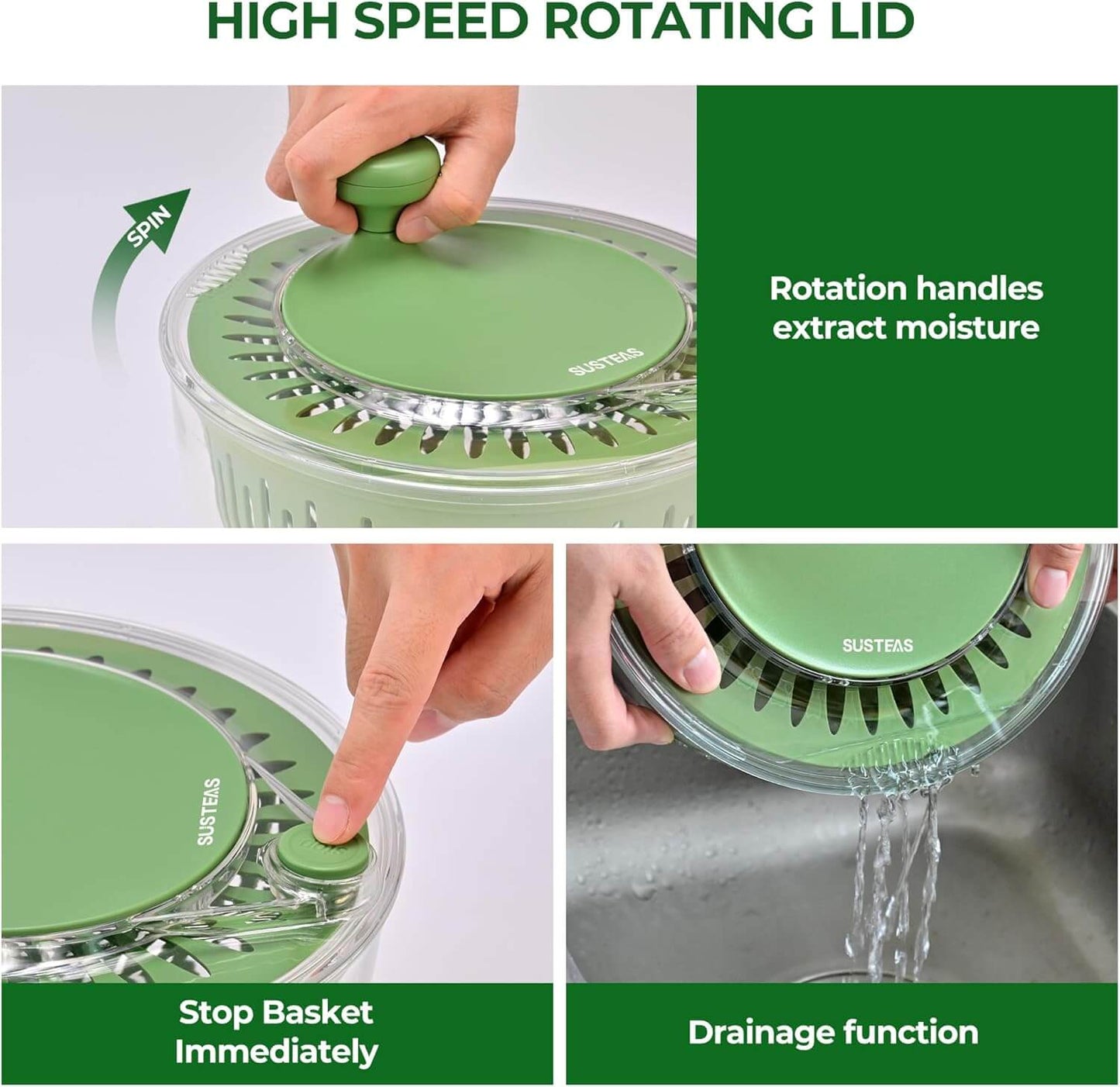 3-in-1 Salad Spinner, Vegetable Washer & Chopper