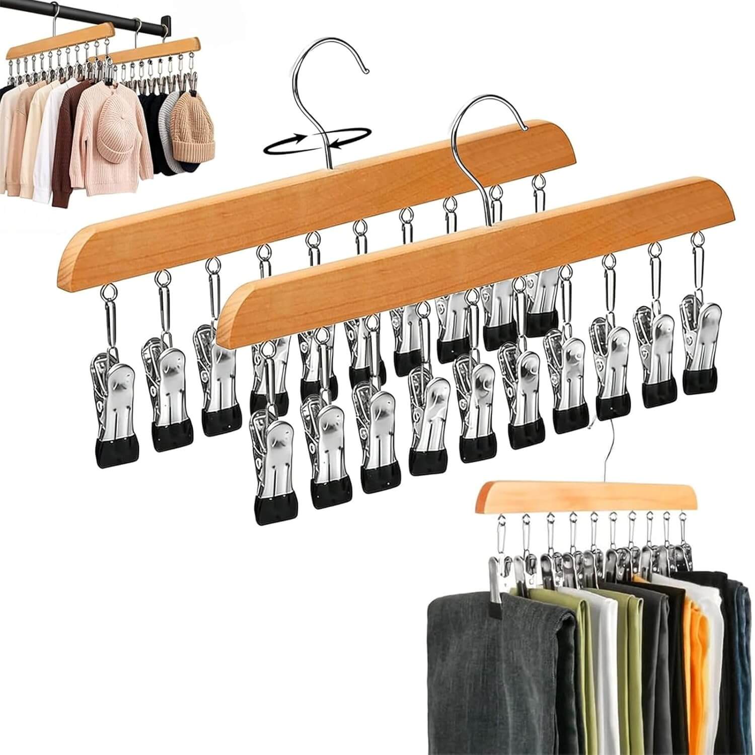 2-Pack 360° Rotating Clip Hangers