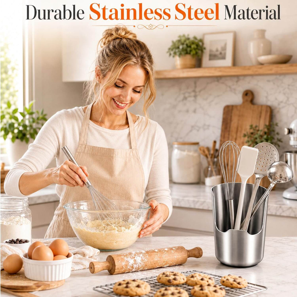 2-in-1 Stainless Steel Utensil Holder & Spoon Rest