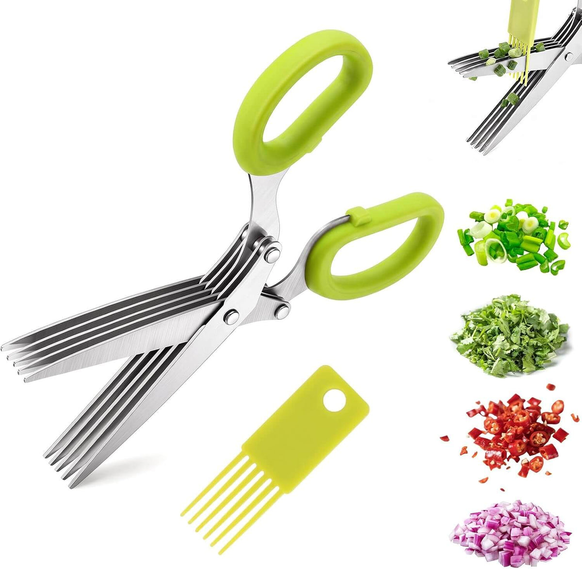 5-Blade Herb Scissors with Cleaning Comb