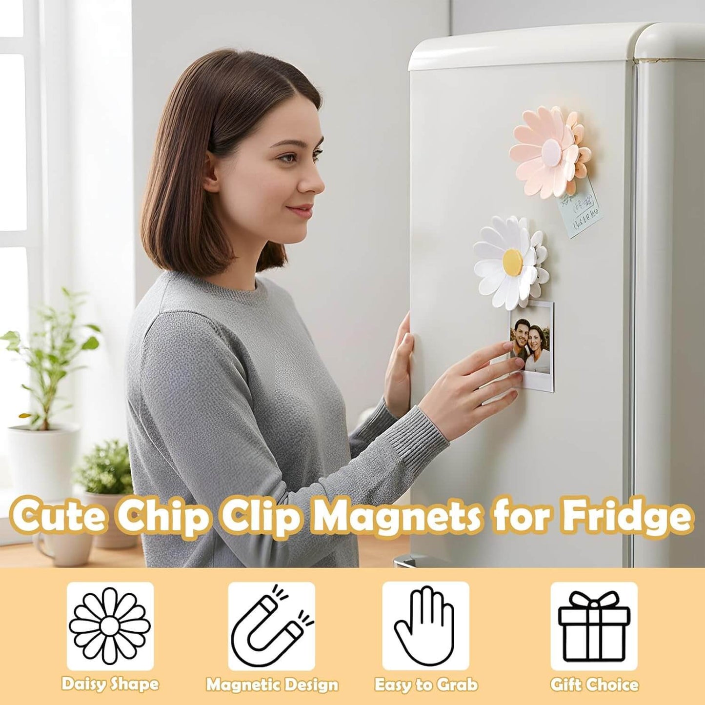 Cute Daisy Magnetic Bag Clips (2-Pack)