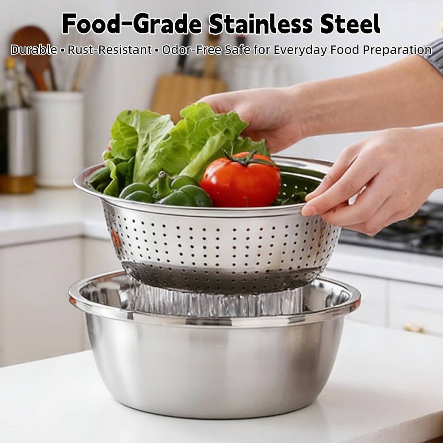3-in-1 Stainless Steel Grater Bowl Set