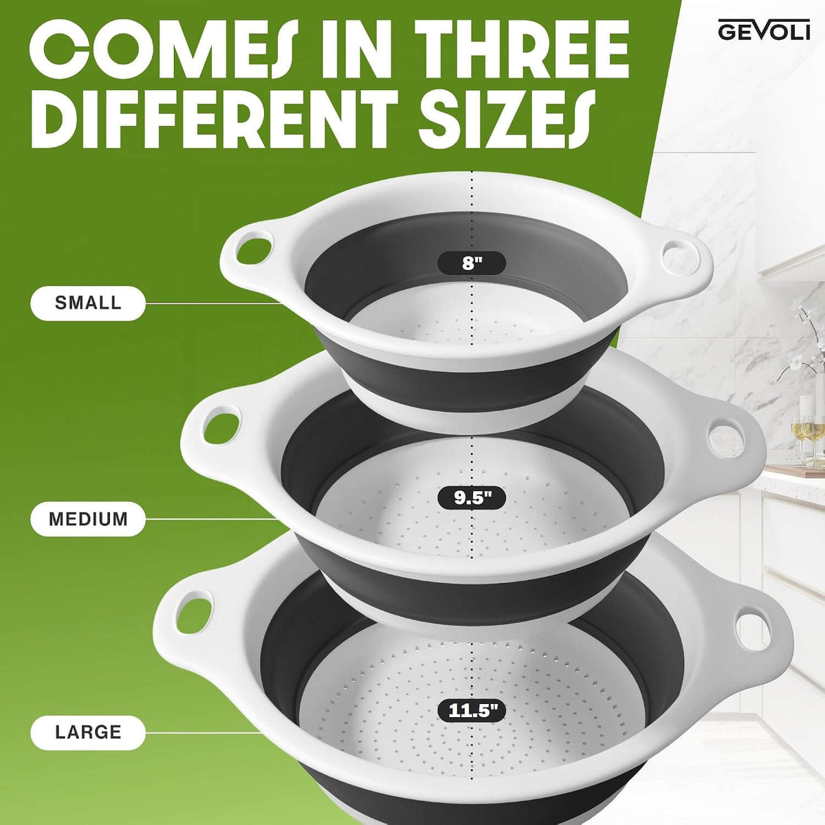 Collapsible Colander Set (3-Pack)