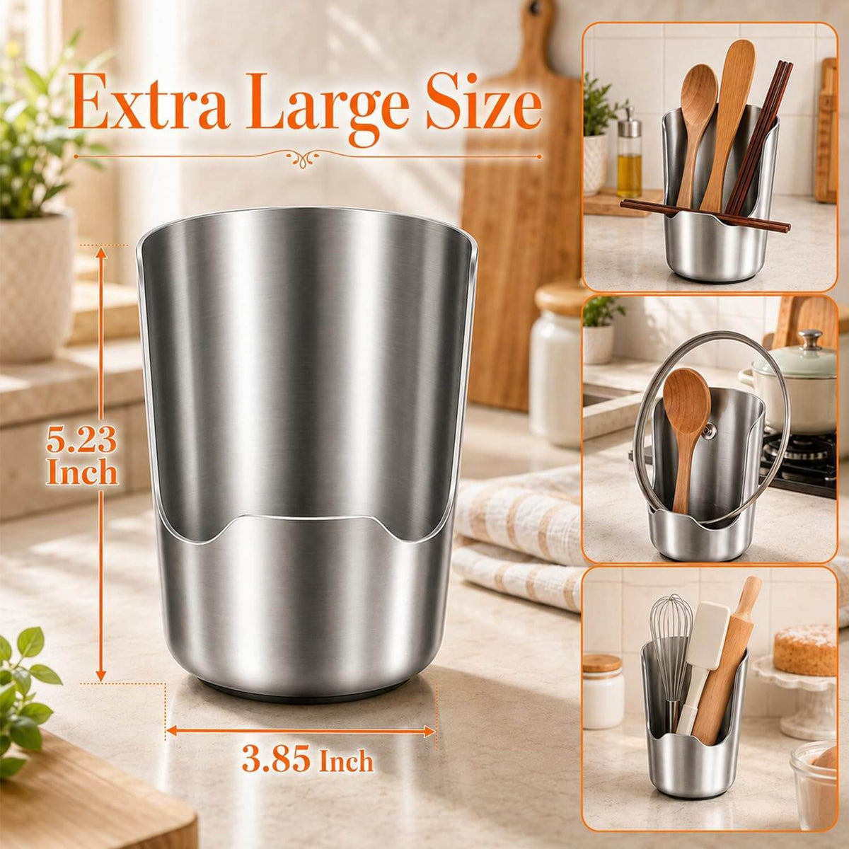 2-in-1 Stainless Steel Utensil Holder & Spoon Rest