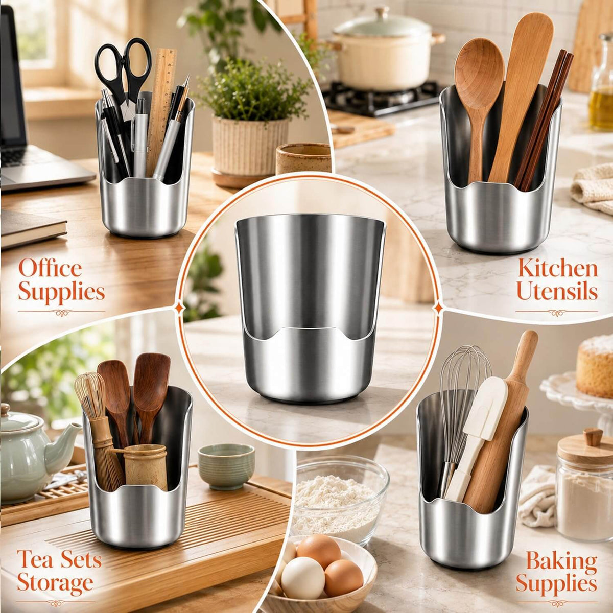 2-in-1 Stainless Steel Utensil Holder & Spoon Rest
