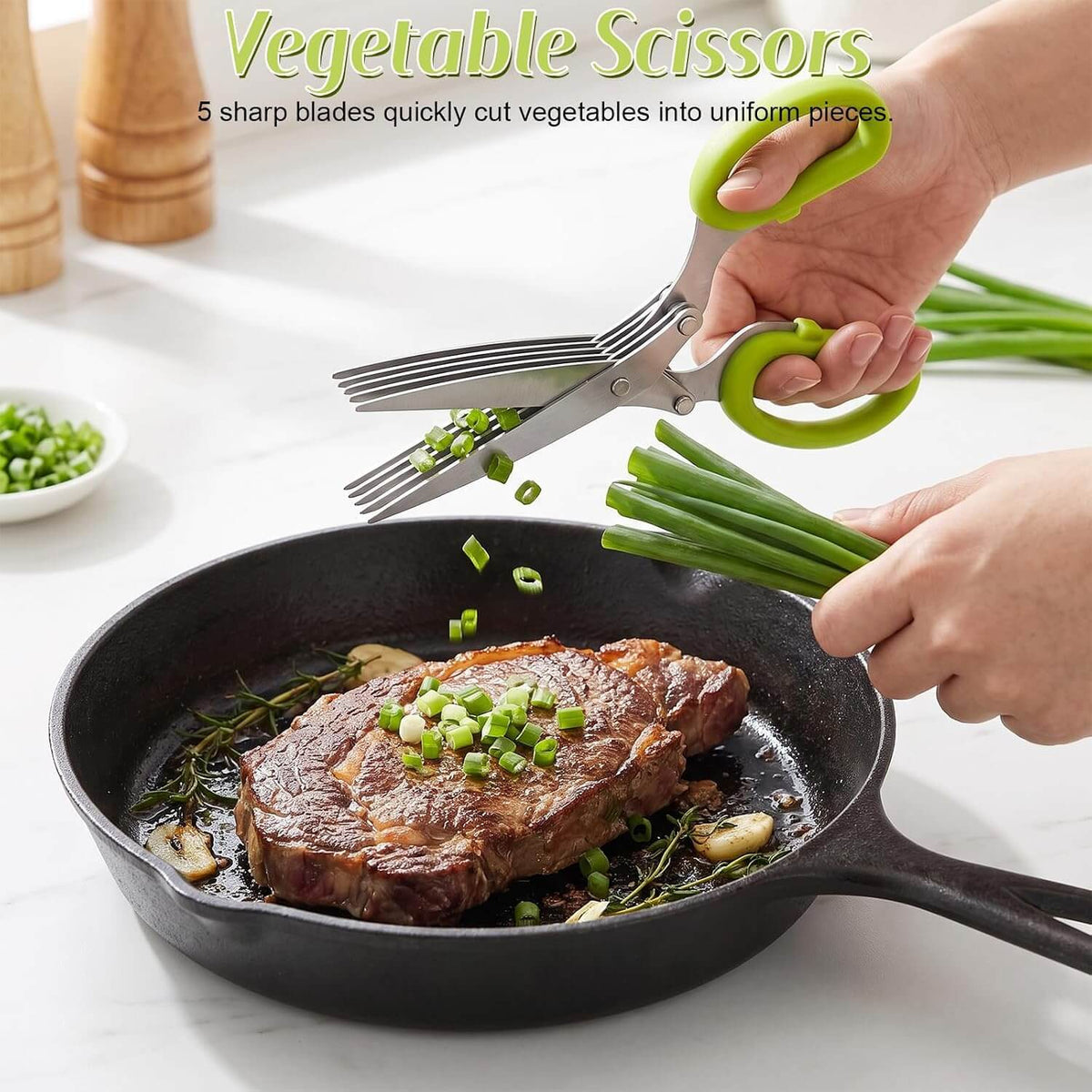 5-Blade Herb Scissors with Cleaning Comb