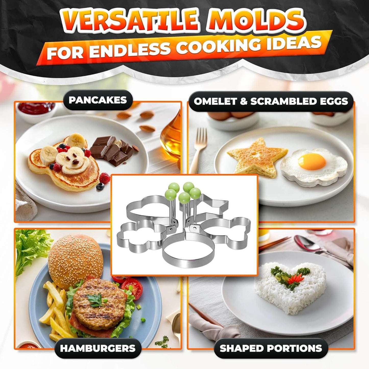 5PCS Fried Egg Ring Mold Set