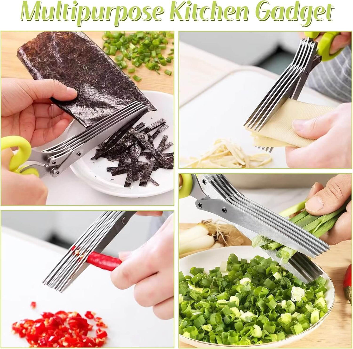 5-Blade Herb Scissors with Cleaning Comb