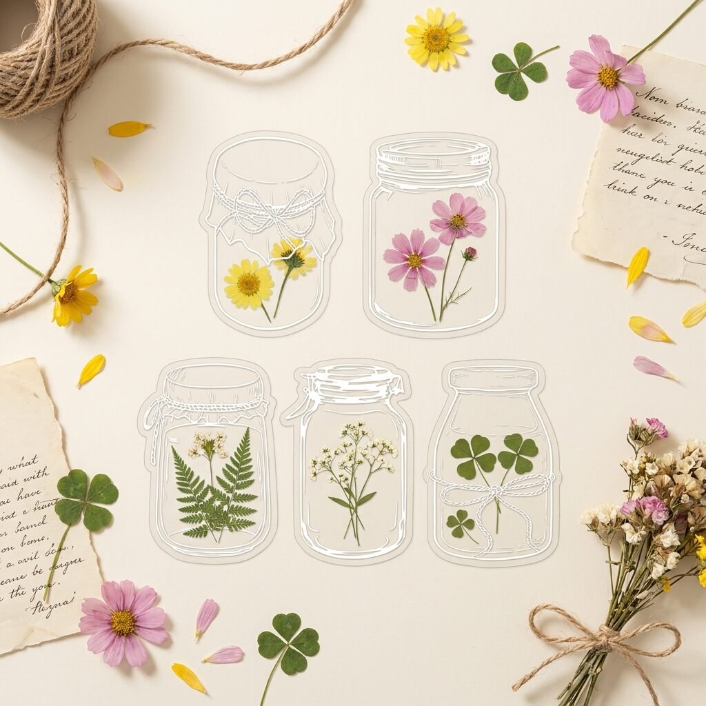 20PCS Transparent Floral Bookmarks