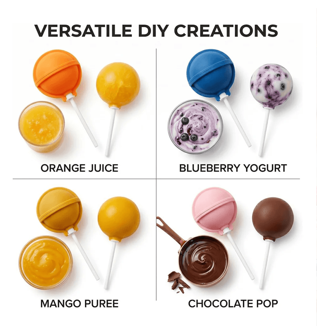 Homemade Lollipop Popsicle Mold (4PC Set)
